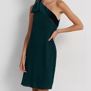 NWT Lauren Ralph Lauren Chiffon & Velvet One Shoulder Cocktail Dress Size 6